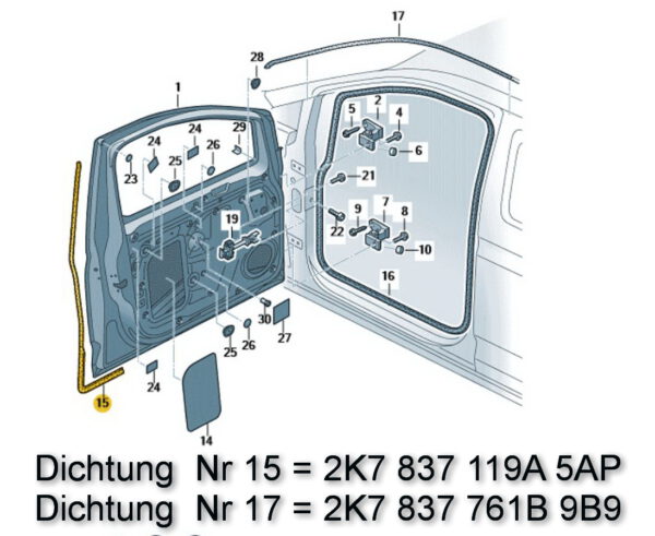 VW Dichtung Türdichtung 2K7837761B 9B9 VW Caddy 2015-2023 – Bild 6